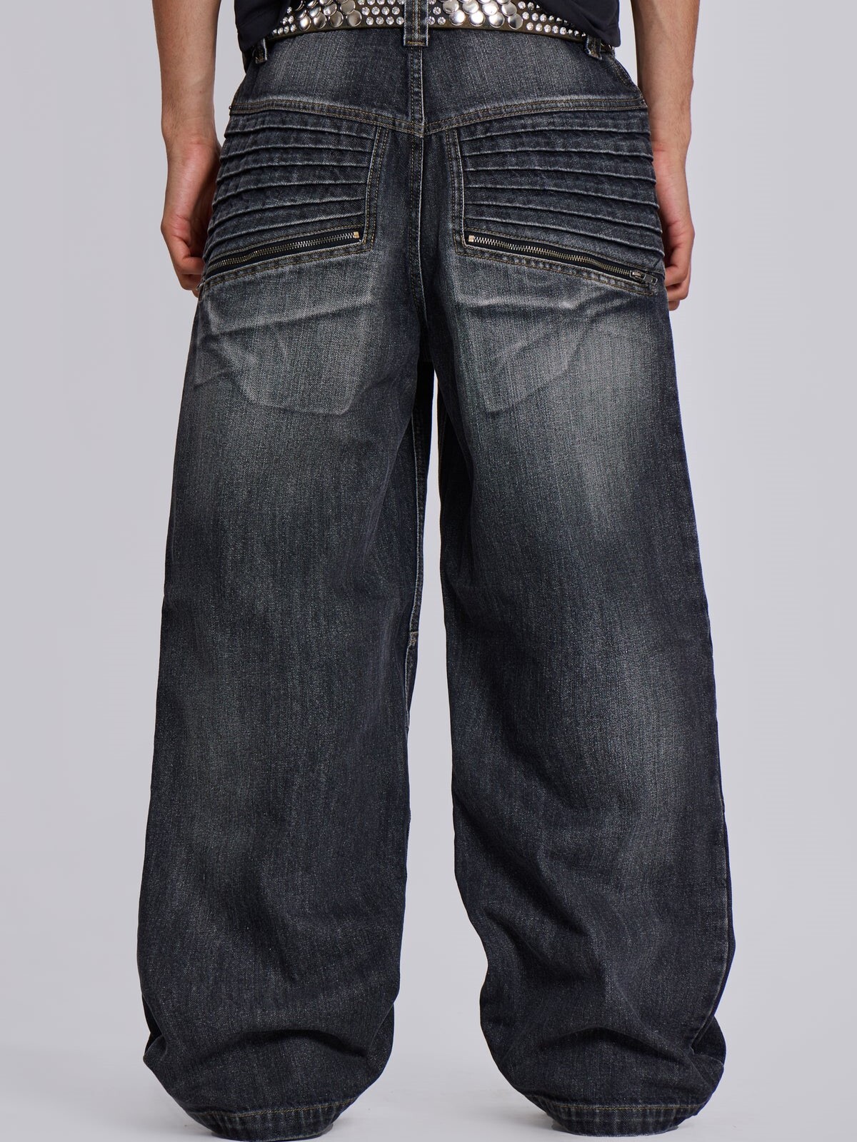 JADED LONDON 水洗 仿重機防摔服 Washed Black Crash Biker Colossus Jeans JMJE5058