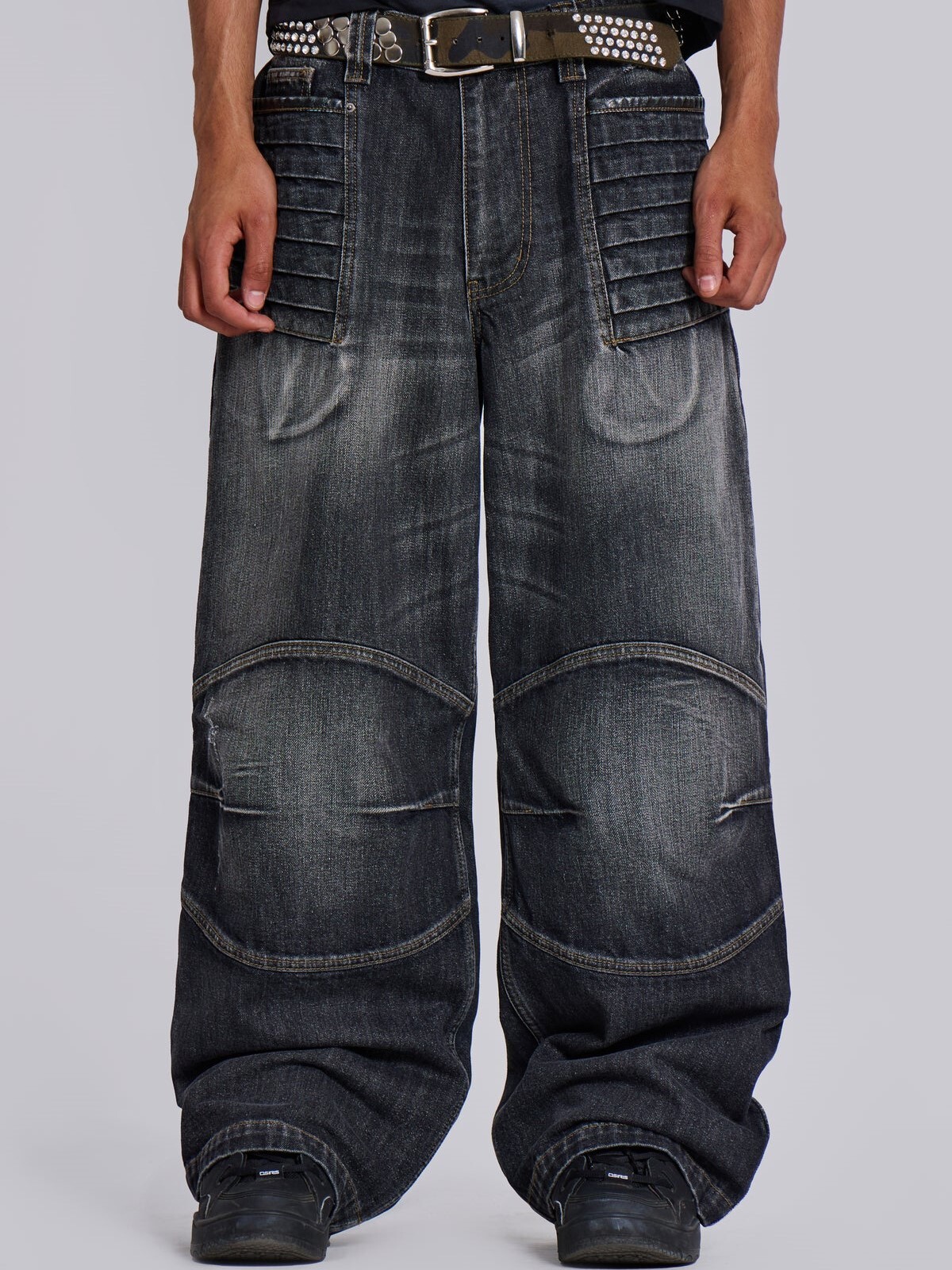 JADED LONDON 水洗 仿重機防摔服 Washed Black Crash Biker Colossus Jeans JMJE5058