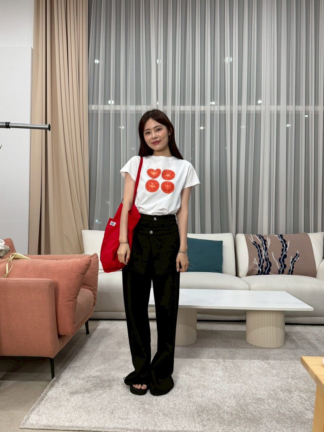 RONRON - SLICED TOMATO CROP T SHIRT *WHITE* (RR25BST4305WH)