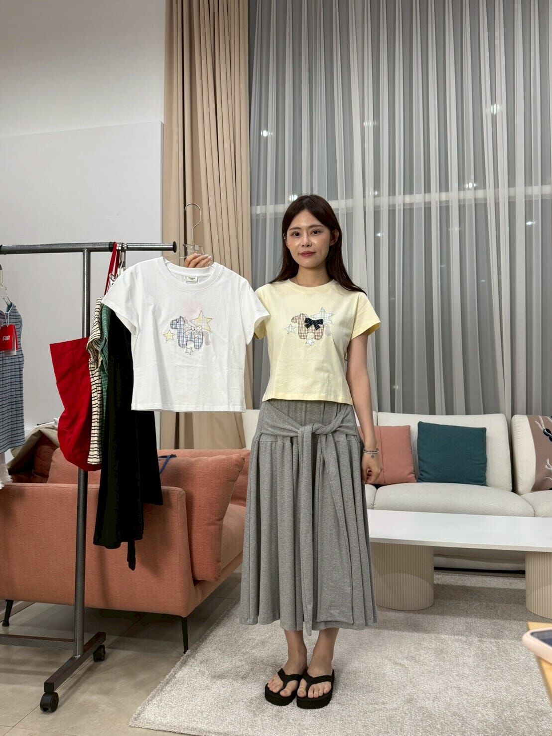 RONRON - RIBBON PONY APPLIQUE CROP T SHIRT *2色* (RR26BST5622)