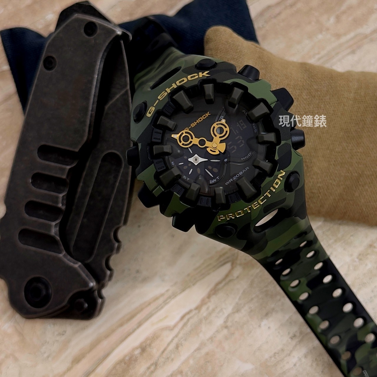 【G-SHOCK】Bold Camo 迷彩金系列手錶GA-V01CMG-3A 58.2mm 現代鐘錶