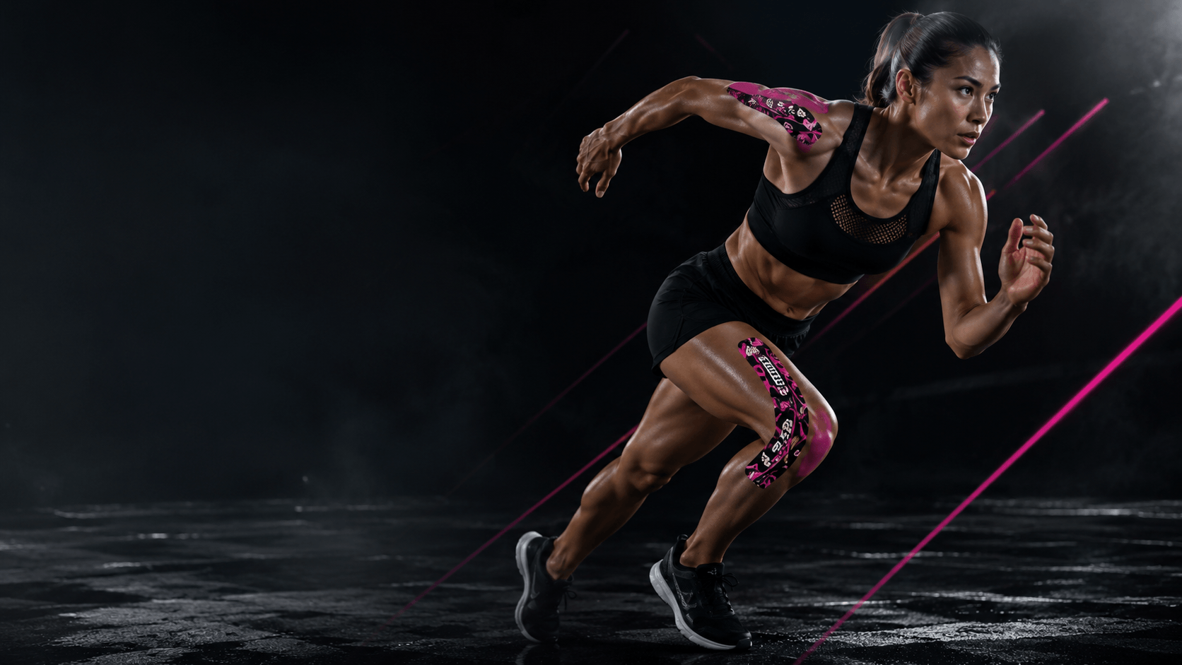 Custom kinesiology tape on athlete