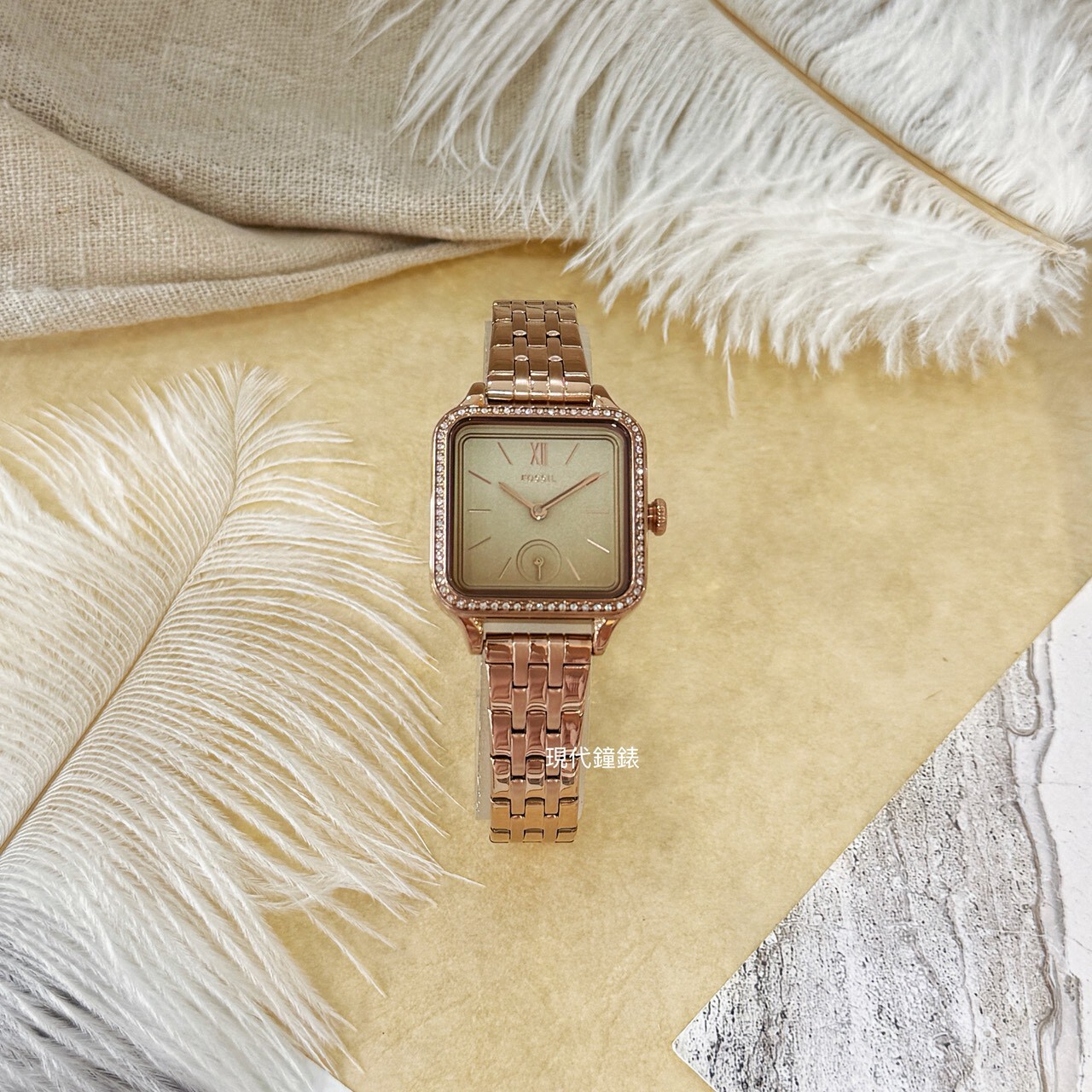 【FOSSIL】Colleen 時光方格漸層女錶BQW8046 28mm 現代鐘錶
