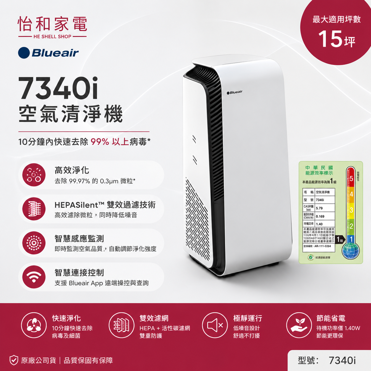 【展示機/福利機】 Blueair 頂級旗艦款 全天候除菌 7340i 空氣清淨機(適用坪數15坪)