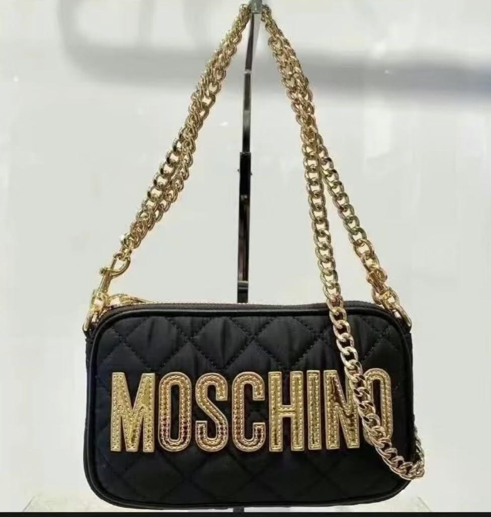 【預購】Love Moschino H0719510 黑色格紋鏈條斜孭袋