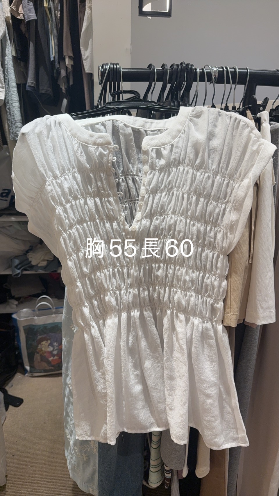 VR6460 微珠光皺皺3分袖上衣 *特價貨品不設退換*