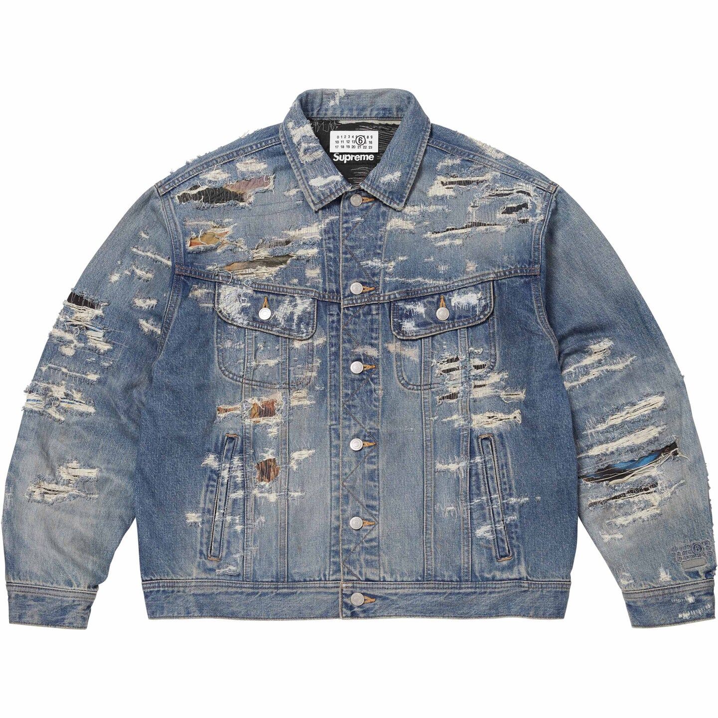 【代購】Supreme x MM6 Maison Margiela SS26 WEEK4 Distressed Selvedge Denim Trucker Jacket Denim Jacket Unisex SUP-SS26-106
