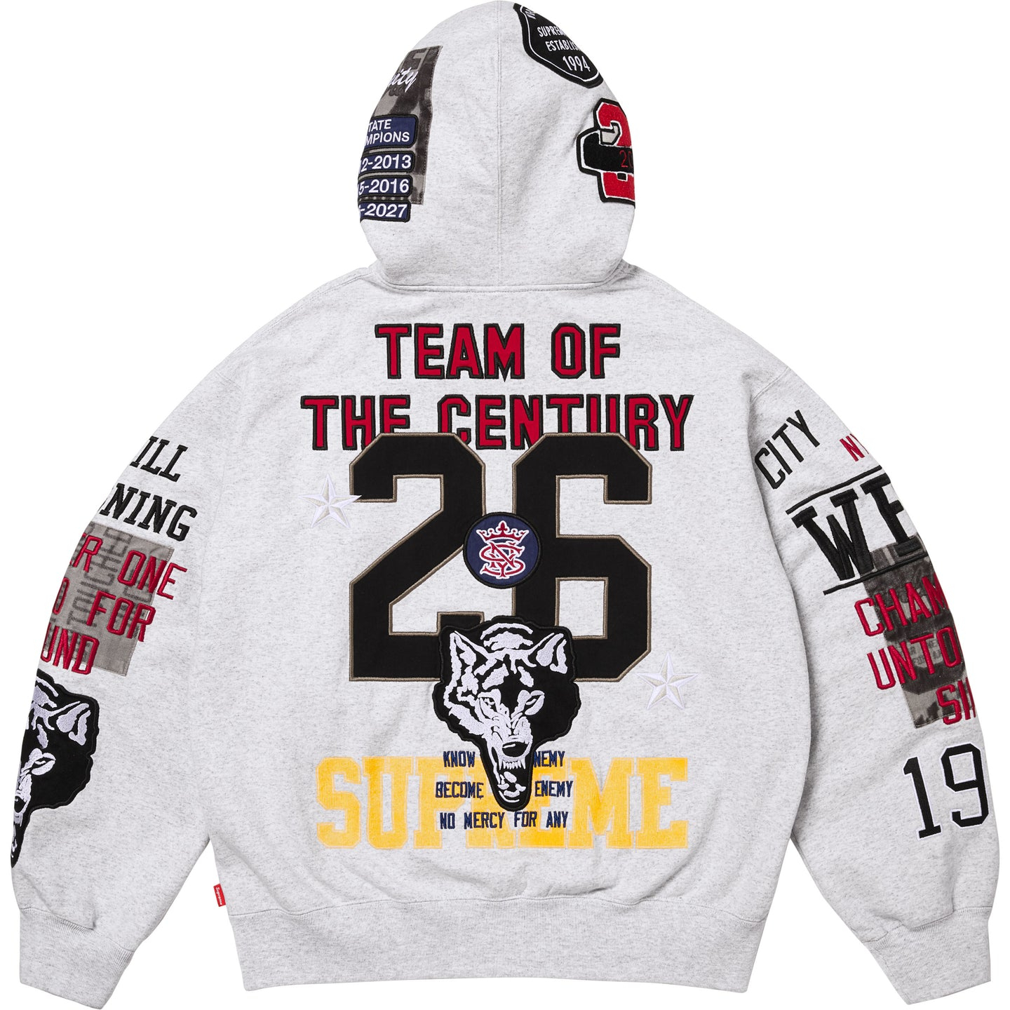 【代購】Supreme SS26 WEEK11 Warriors Appliqué Zip Up Hooded Sweatshirt Unisex SUP-SS26-212