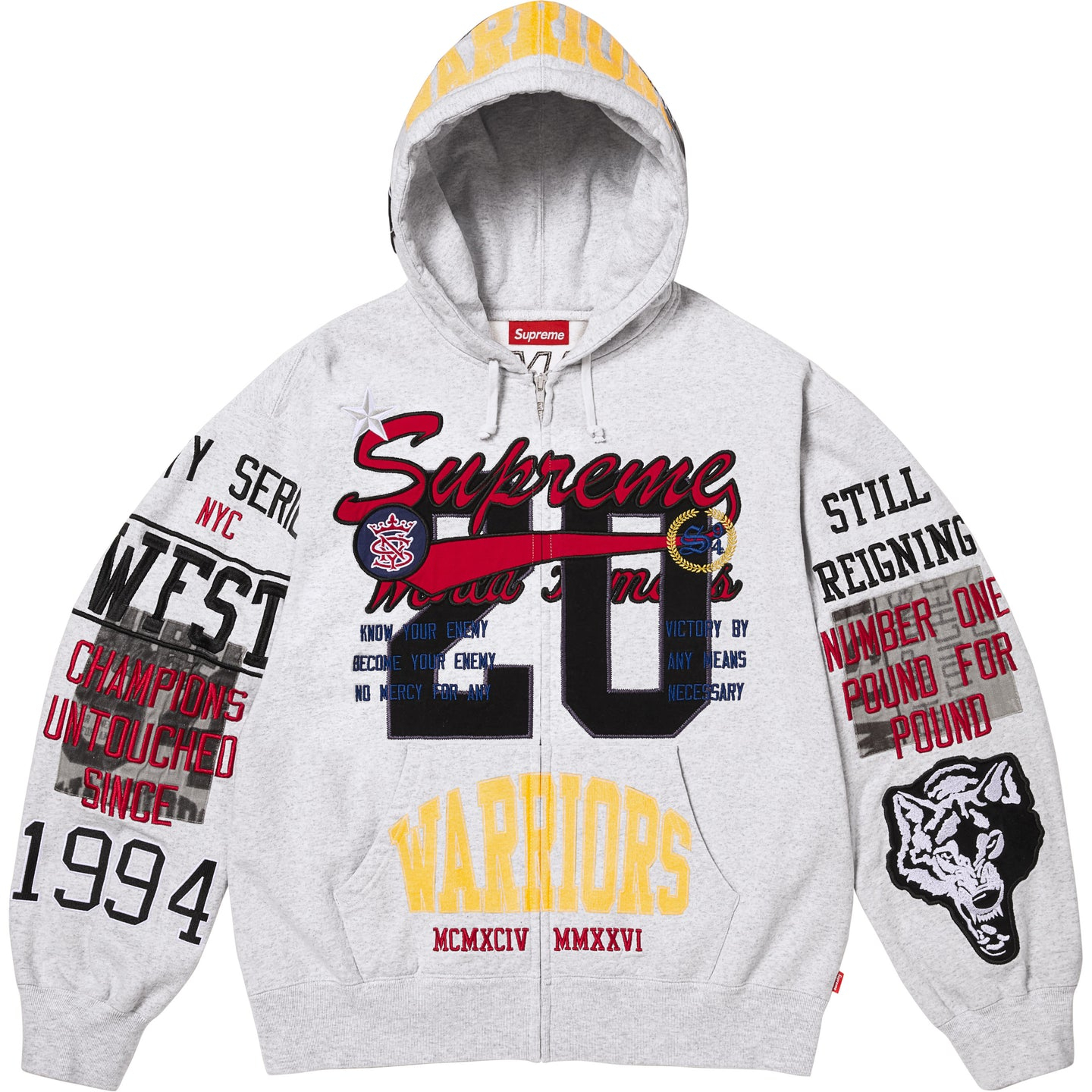 【代購】Supreme SS26 WEEK11 Warriors Appliqué Zip Up Hooded Sweatshirt Unisex SUP-SS26-212