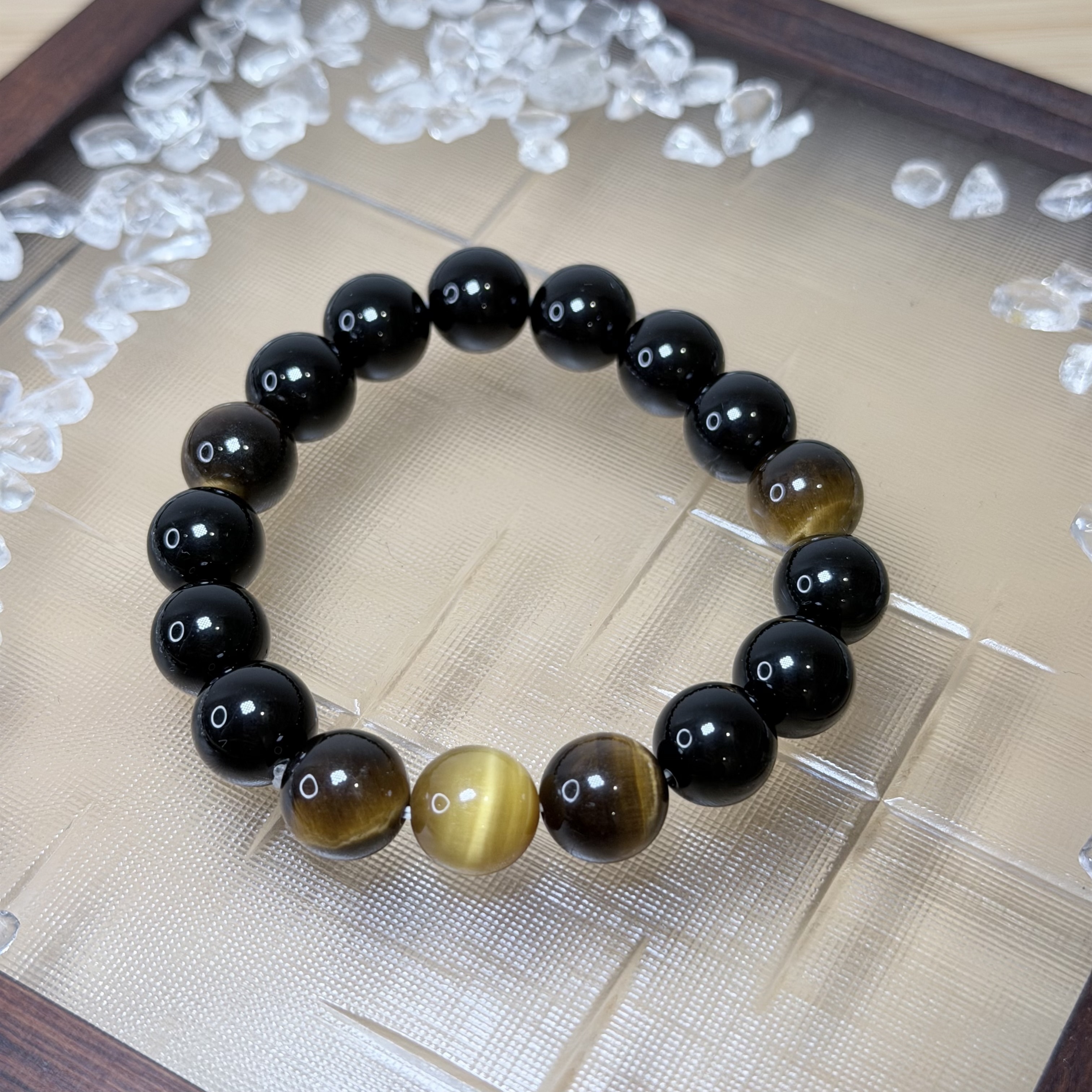 黑金戰士｜黃虎眼石＋金虎眼石＋黑曜石