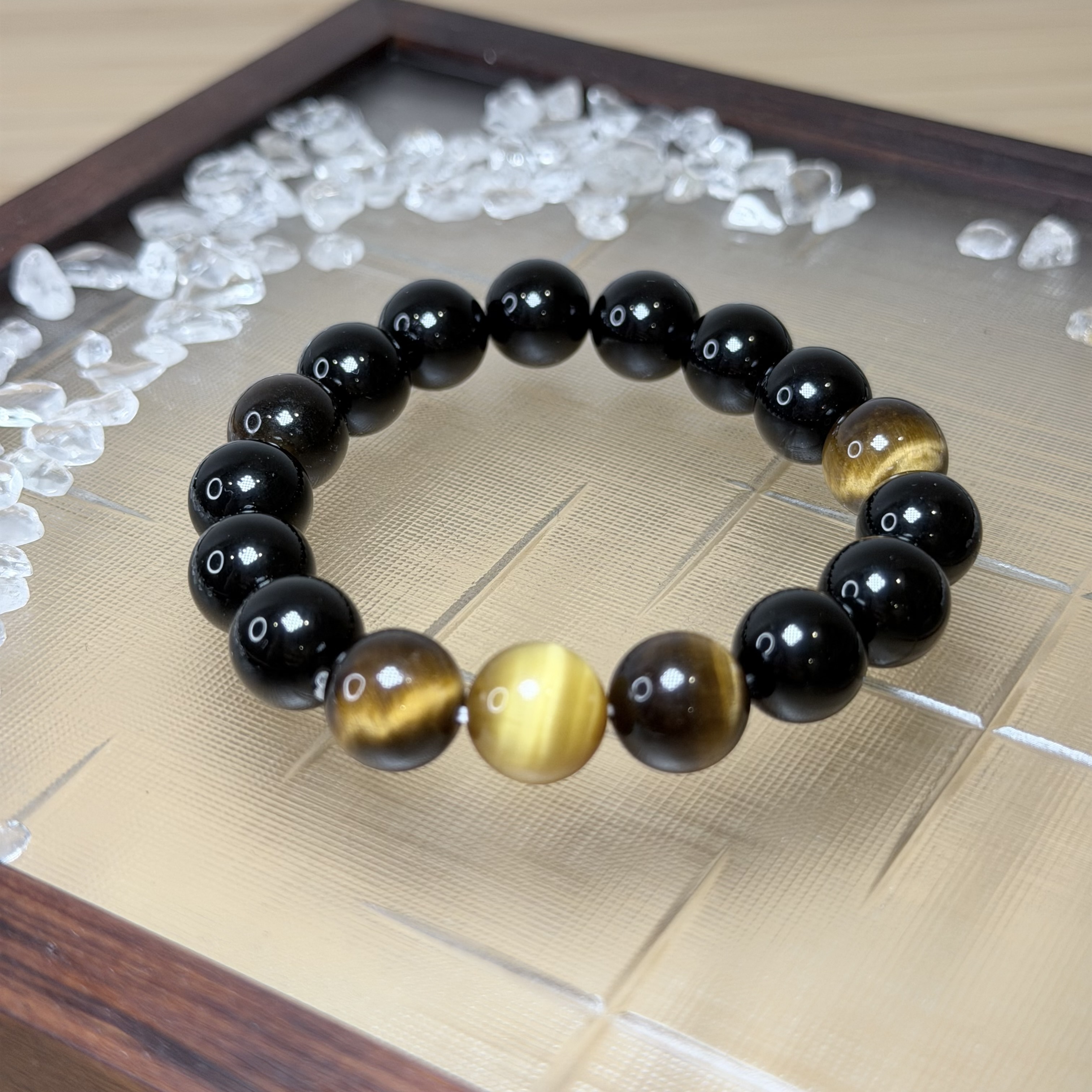 黑金戰士｜黃虎眼石＋金虎眼石＋黑曜石