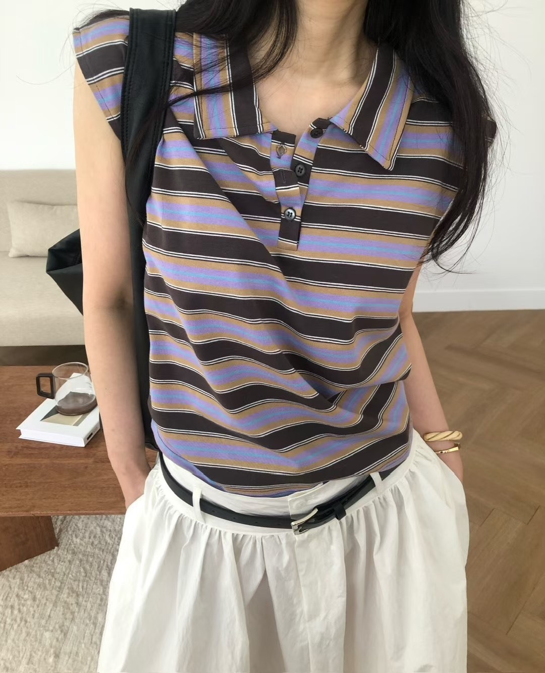 半袖POLO條紋衫