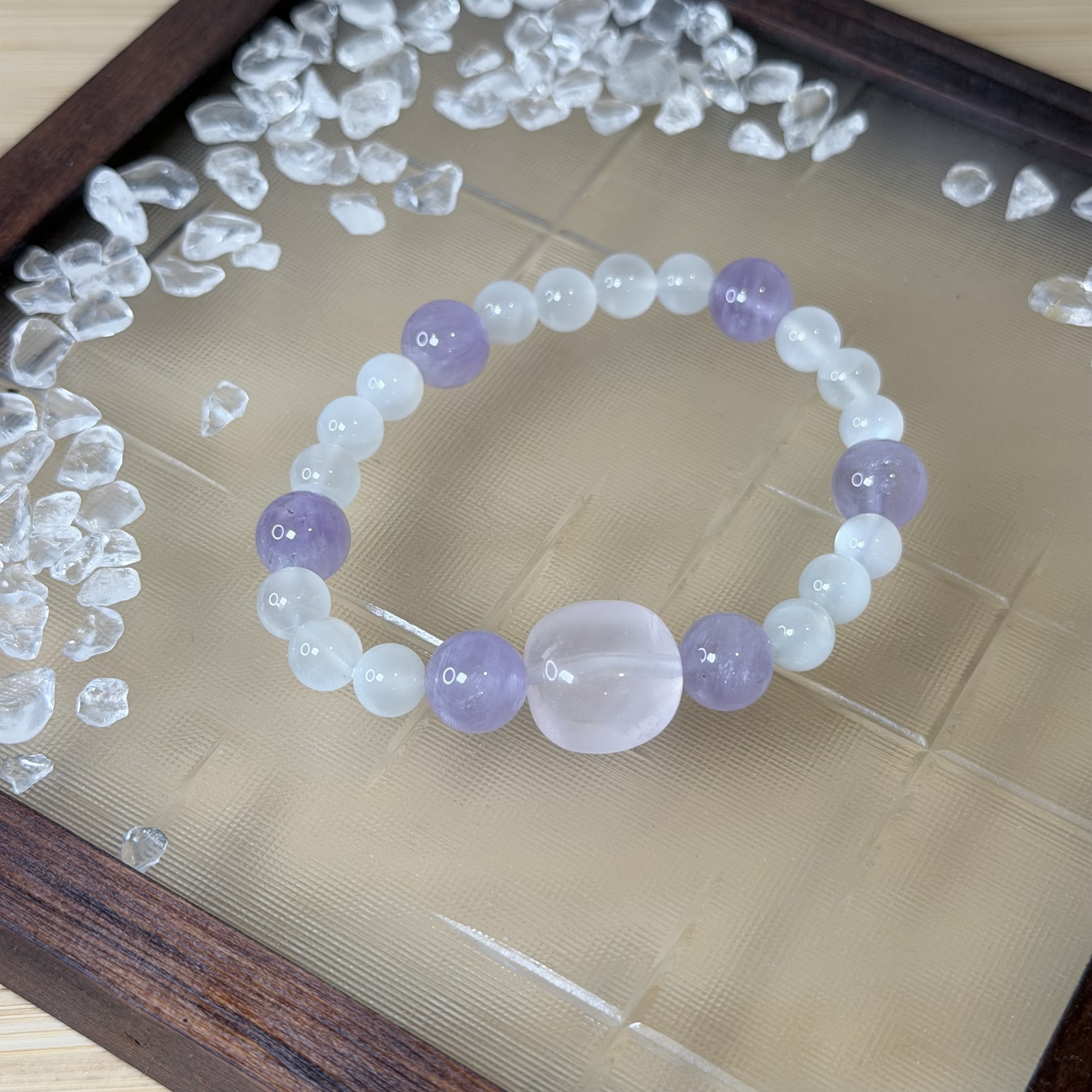 薰粉月光｜粉水晶＋薰衣草紫水晶＋白月光