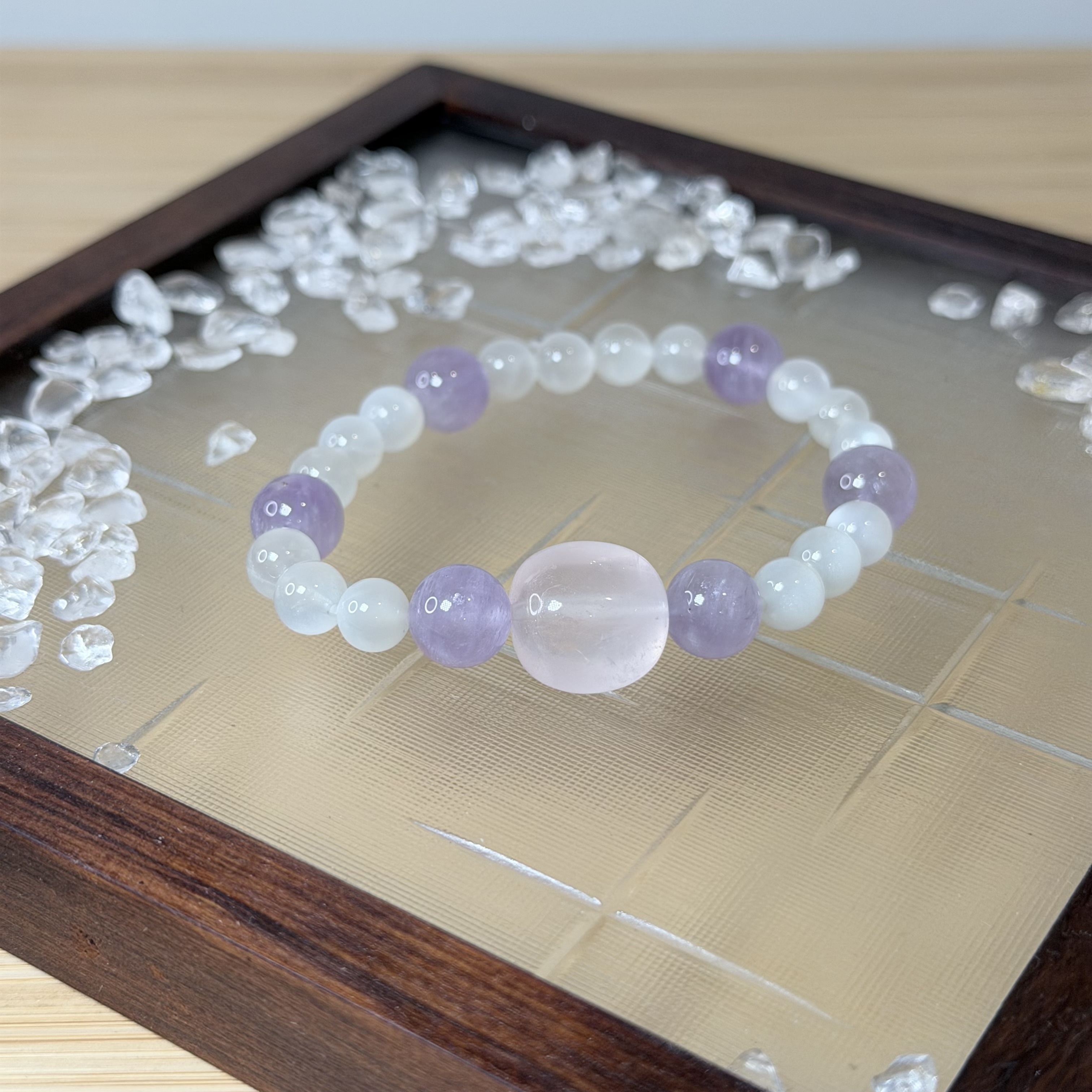薰粉月光｜粉水晶＋薰衣草紫水晶＋白月光