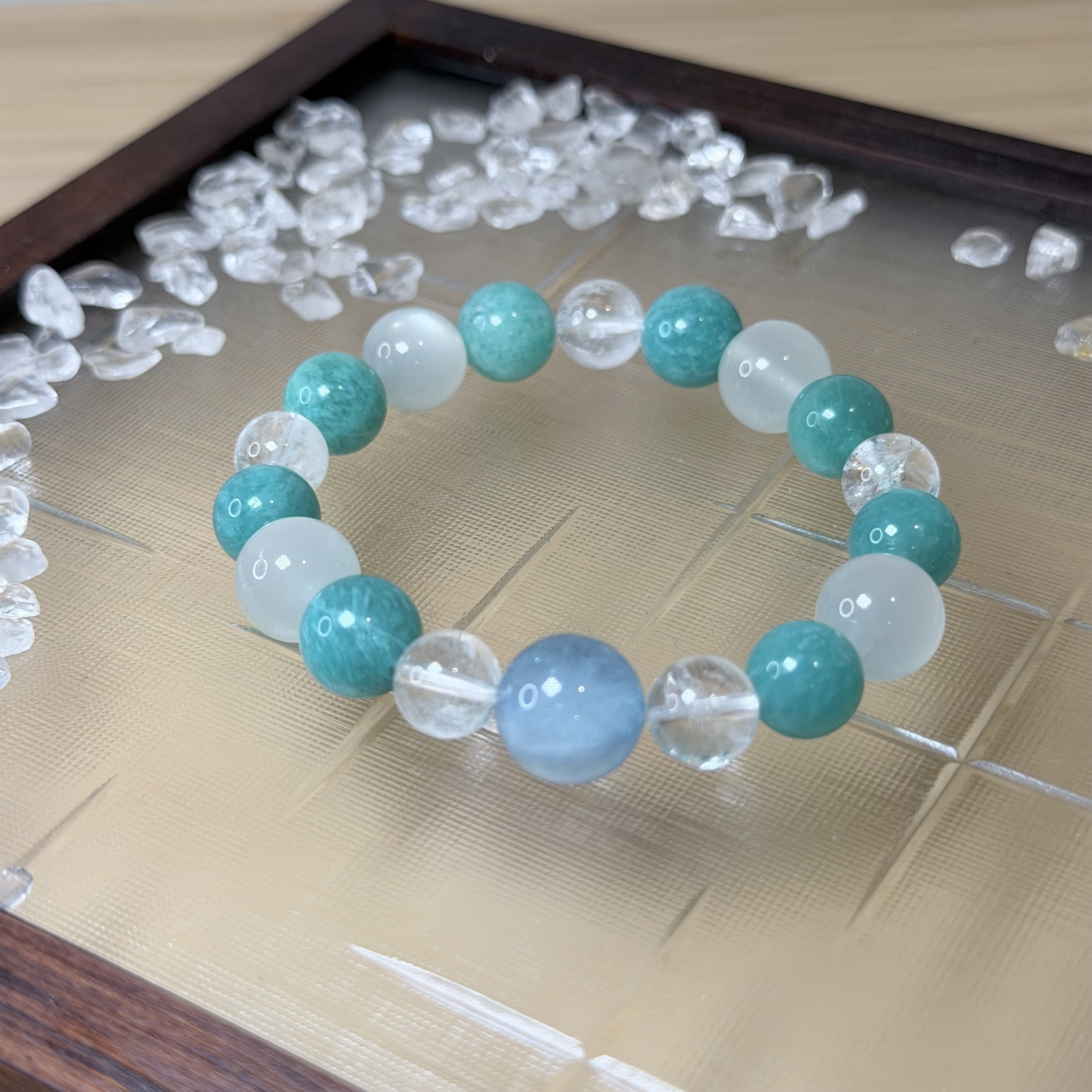 蔚藍海岸｜海藍寶＋天河石＋白阿賽＋白月光