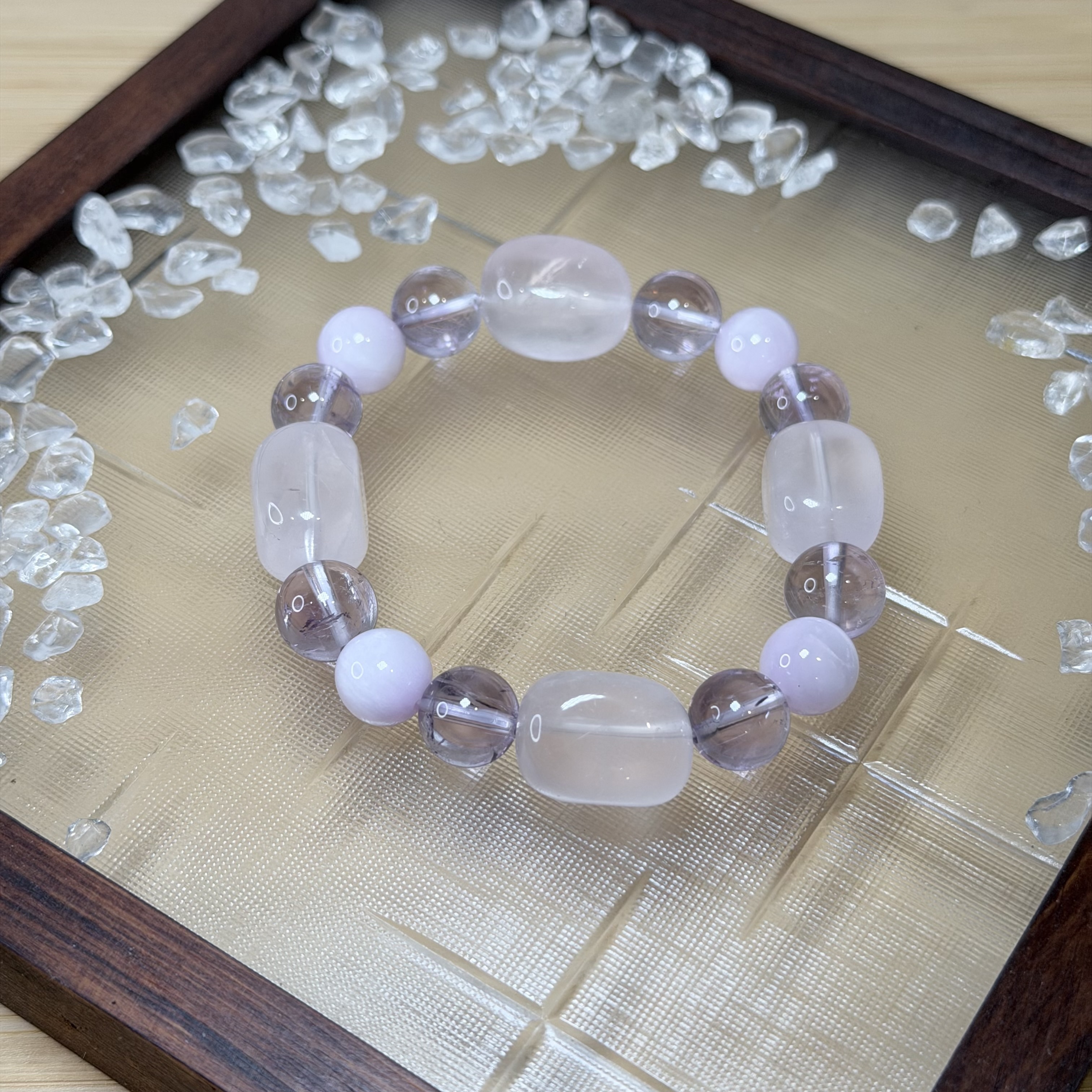 維納斯得晨曦｜粉水晶＋玻利維亞紫水晶＋紫鋰輝