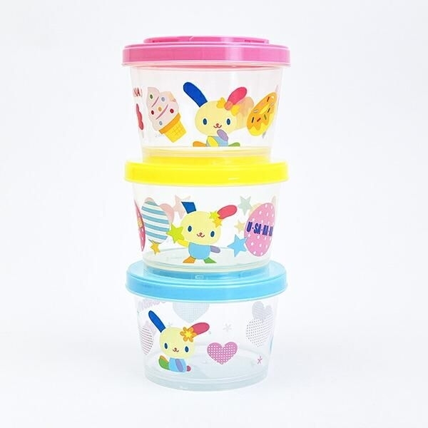日本 Sanrio Usahana 彩虹兔 食物收納盒三件組