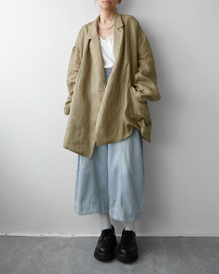 MKO-2960 亞麻大口袋外套