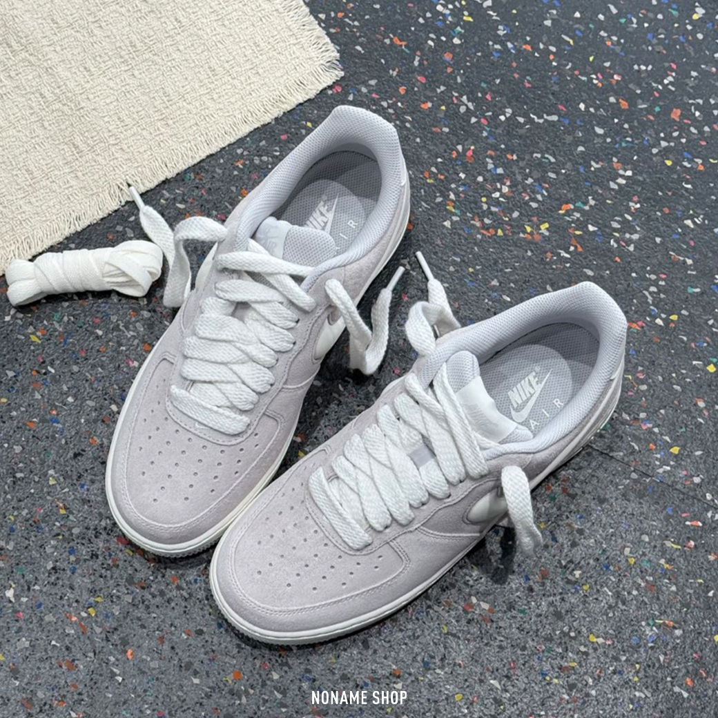 NIKE AIR FORCE 1 LOW AF1 立體 果凍勾 麂皮 煙灰 奶油底 低筒 休閒鞋 (男款)