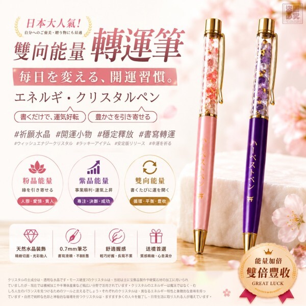 WSBB12299  日本-能量水晶 雙向豐收轉運筆2支組（現貨）