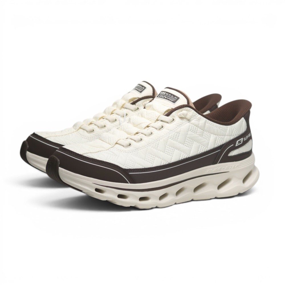 SKECHERS 休閒鞋 GLIDE-STEP 2.0 米白棕 瞬穿 寬楦 健走鞋 男 217035TNBR