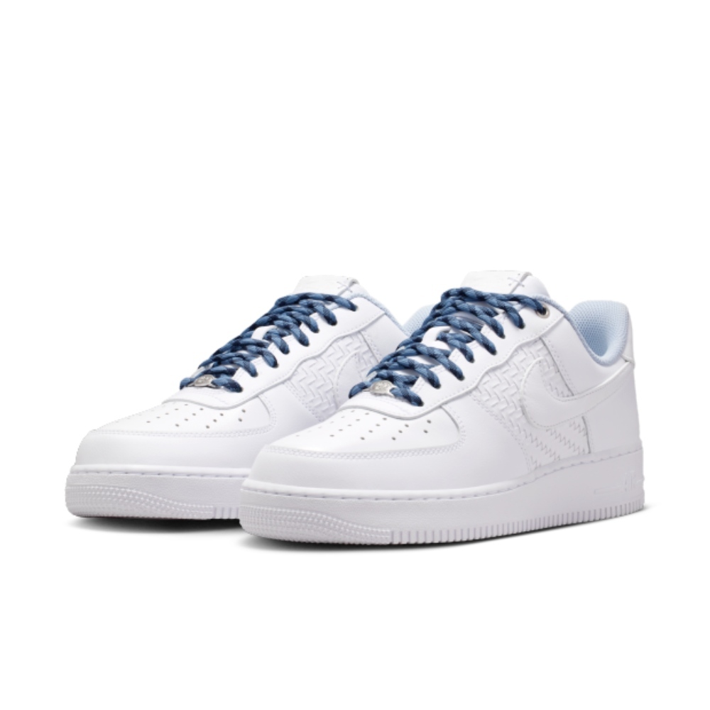NIKE 休閒鞋 AIR FORCE 1 07 白藍 編織 AF1 格子 男 IW1892-111