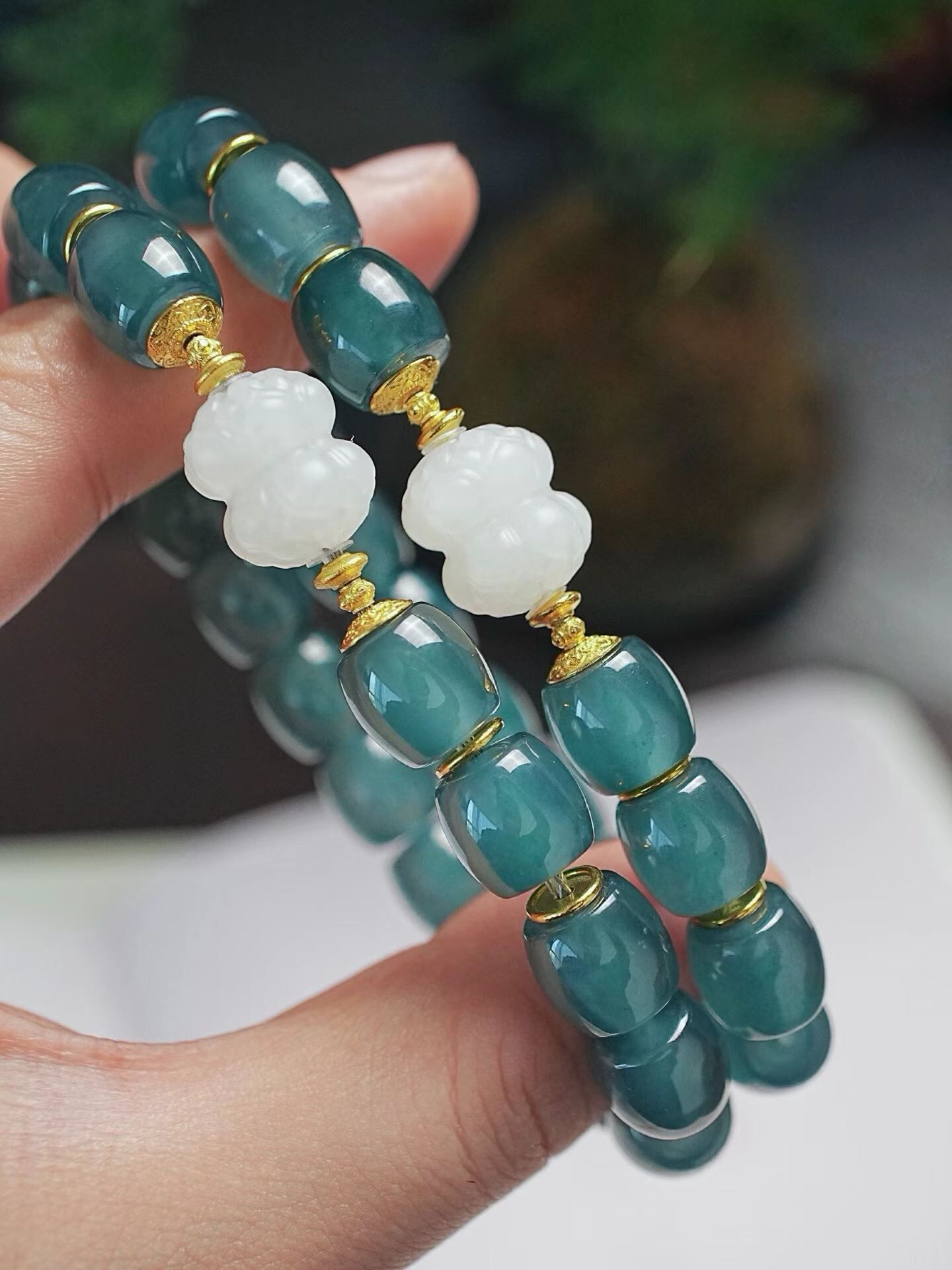 翡翠冰藍水桶珠手串,天然翡翠A玉, 緬甸玉, Jade, Jadeite