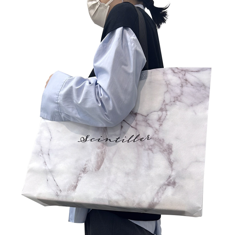 不織布購物袋/大理石紋 50×39×15cm