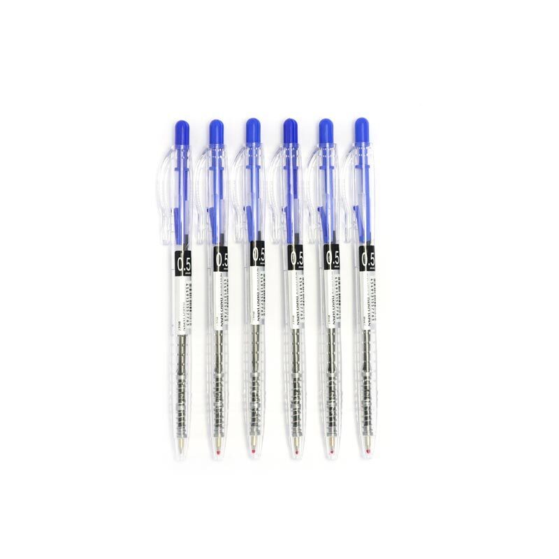 0.5MM按壓式油性鋼珠筆/藍 6入