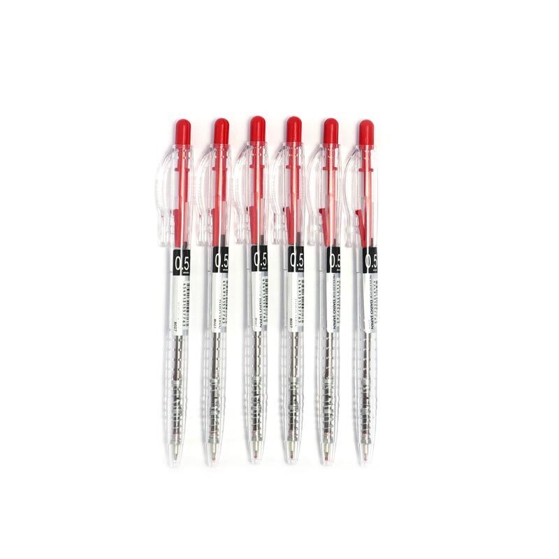 0.5MM按壓式油性鋼珠筆/紅 6入