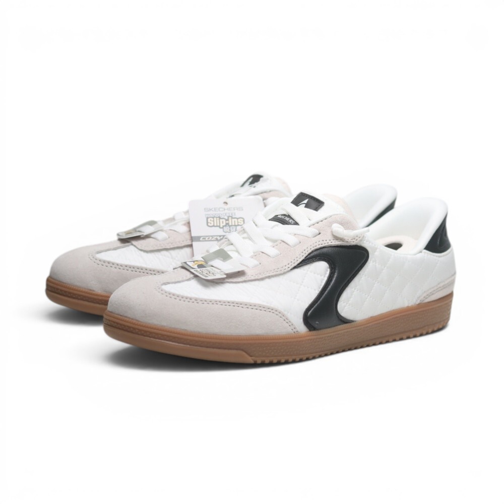 SKECHERS 休閒鞋 HOTSHOT 白黑 寬楦 瞬穿 免鞋帶 德訓鞋 女 185329WWBK