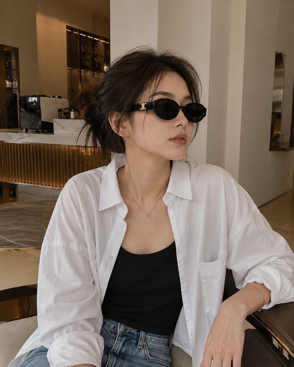 【預購】Celine H0717525 橢圓形太陽眼鏡(黑色)