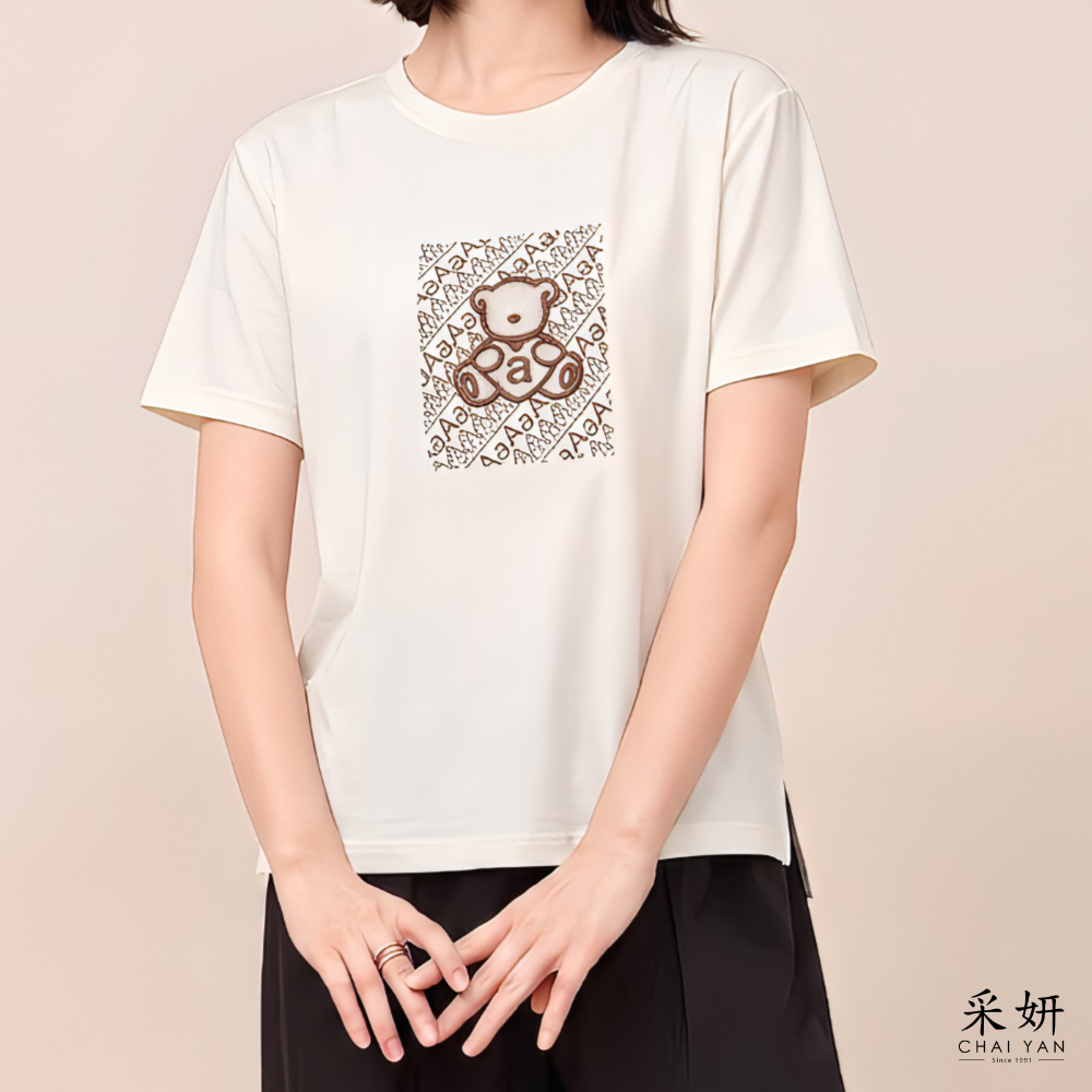 立體亮片小熊短袖上衣