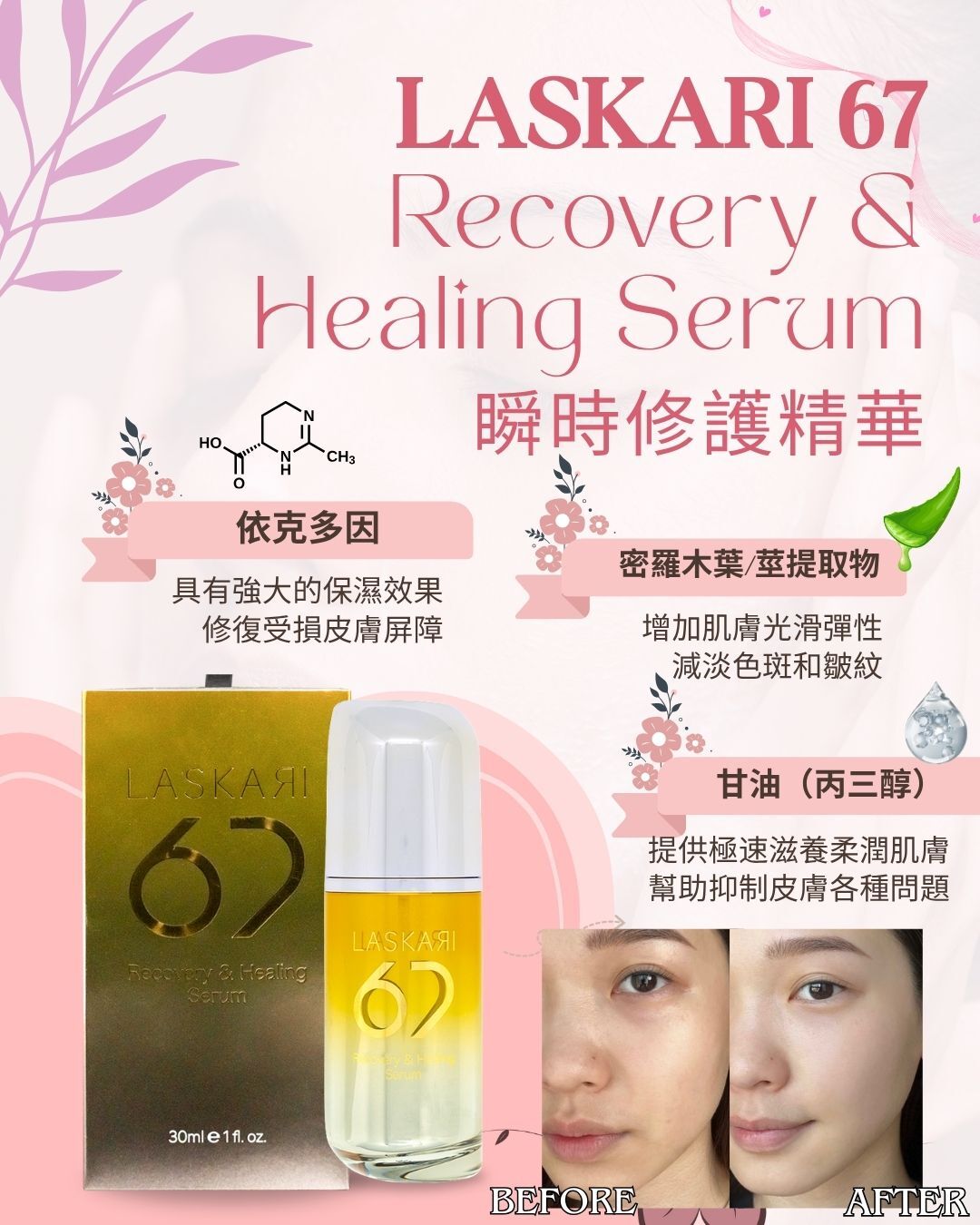 2026 Happy Summer Sale_ Laskari 67 Recovery & Healing Serum瞬時修護精華 送 Laskari 99 Mask 5片