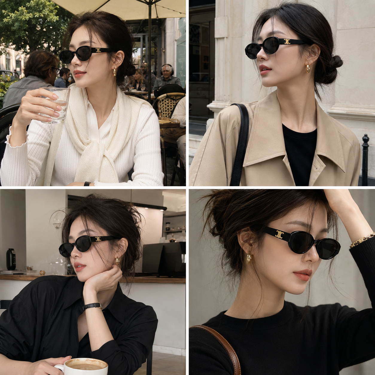 【預購】Celine H0717525 橢圓形太陽眼鏡(黑色)