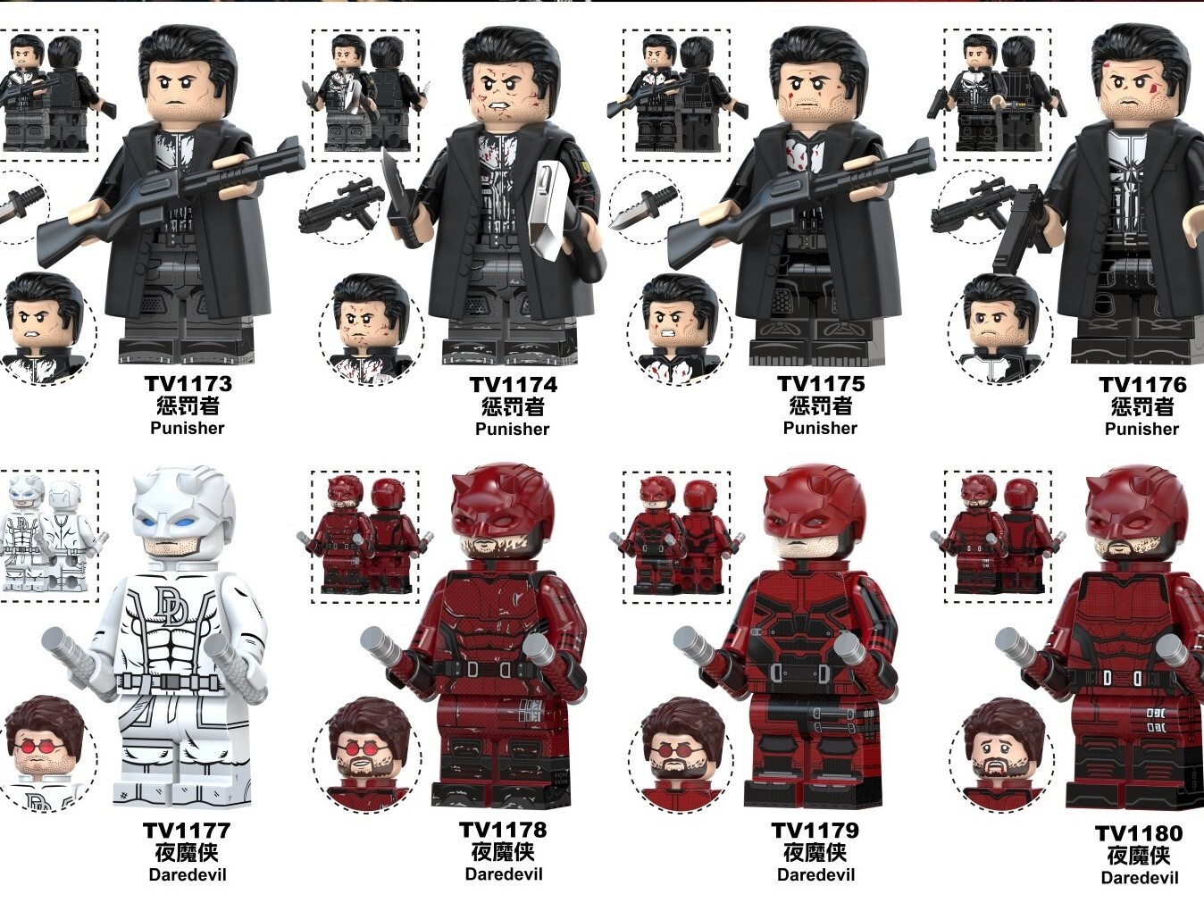 Daredevil Custom Minifigures Set Fit Lego TV6221