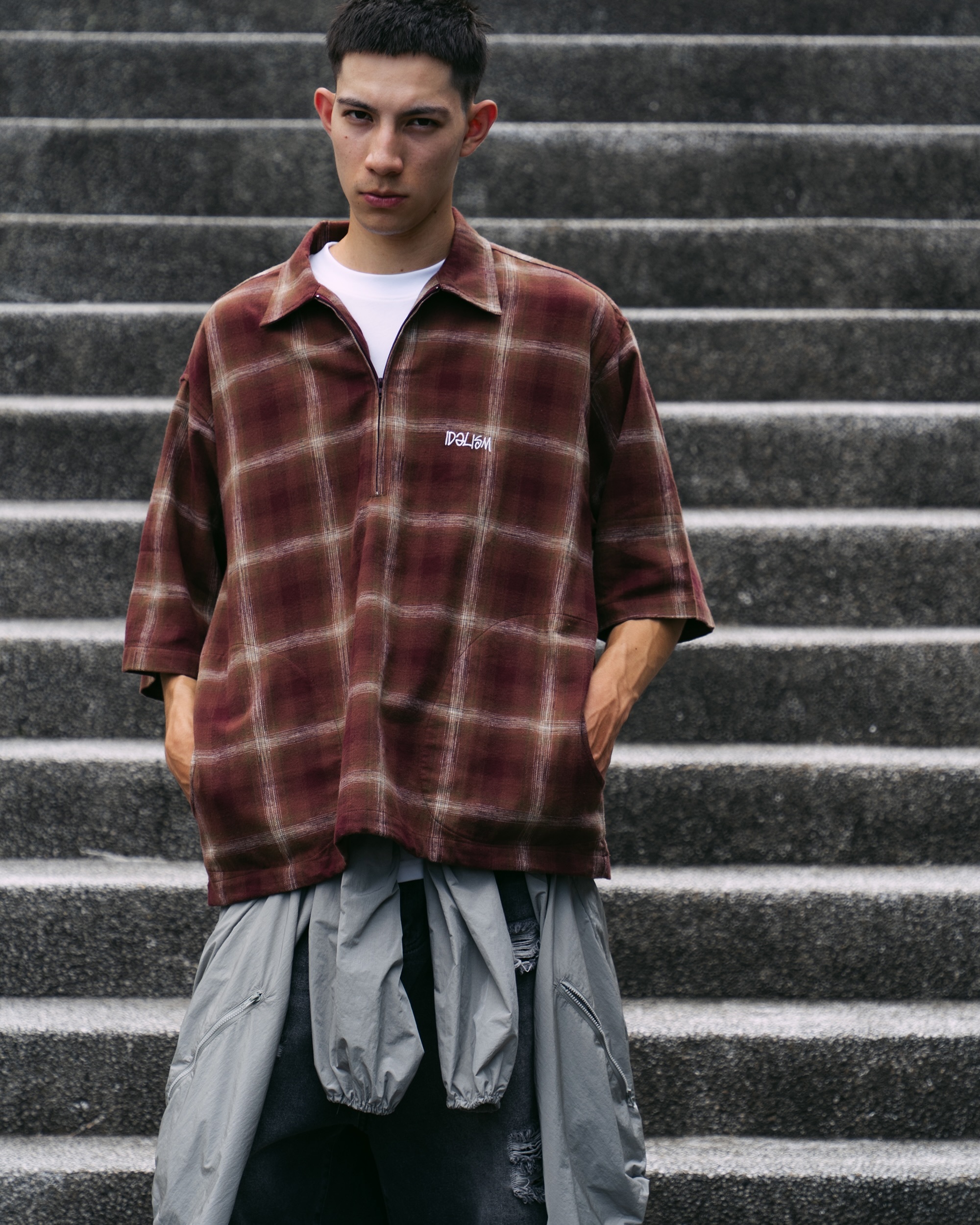 【車庫服飾】IDEALISM Check Zip Polo