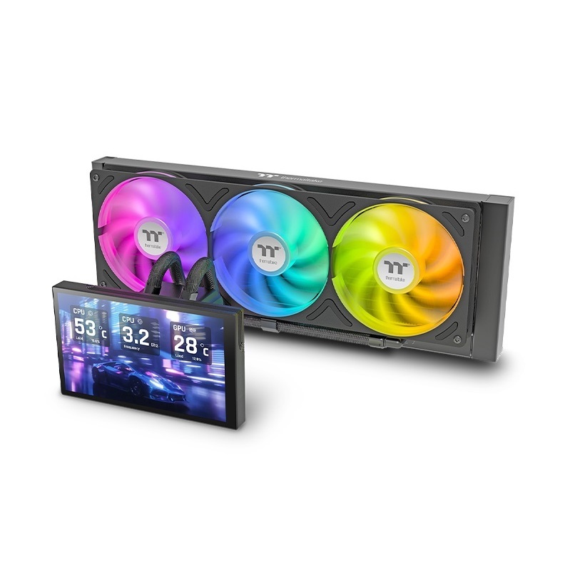 Thermaltake 曜越 ST360 Ultra ARGB Sync一體式水冷散熱器 (7吋液晶顯示、連框風扇、水管側出設計)   黑色/CL-W493-PL12SW-A  白色/CL-W494-PL12SW-A
