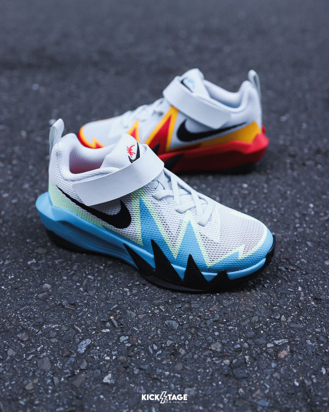 中童鞋 NIKE S.T. DYNAMITE PS 鴛鴦藍紅 魔鬼氈 透氣 運動 籃球鞋【IO0282-100】