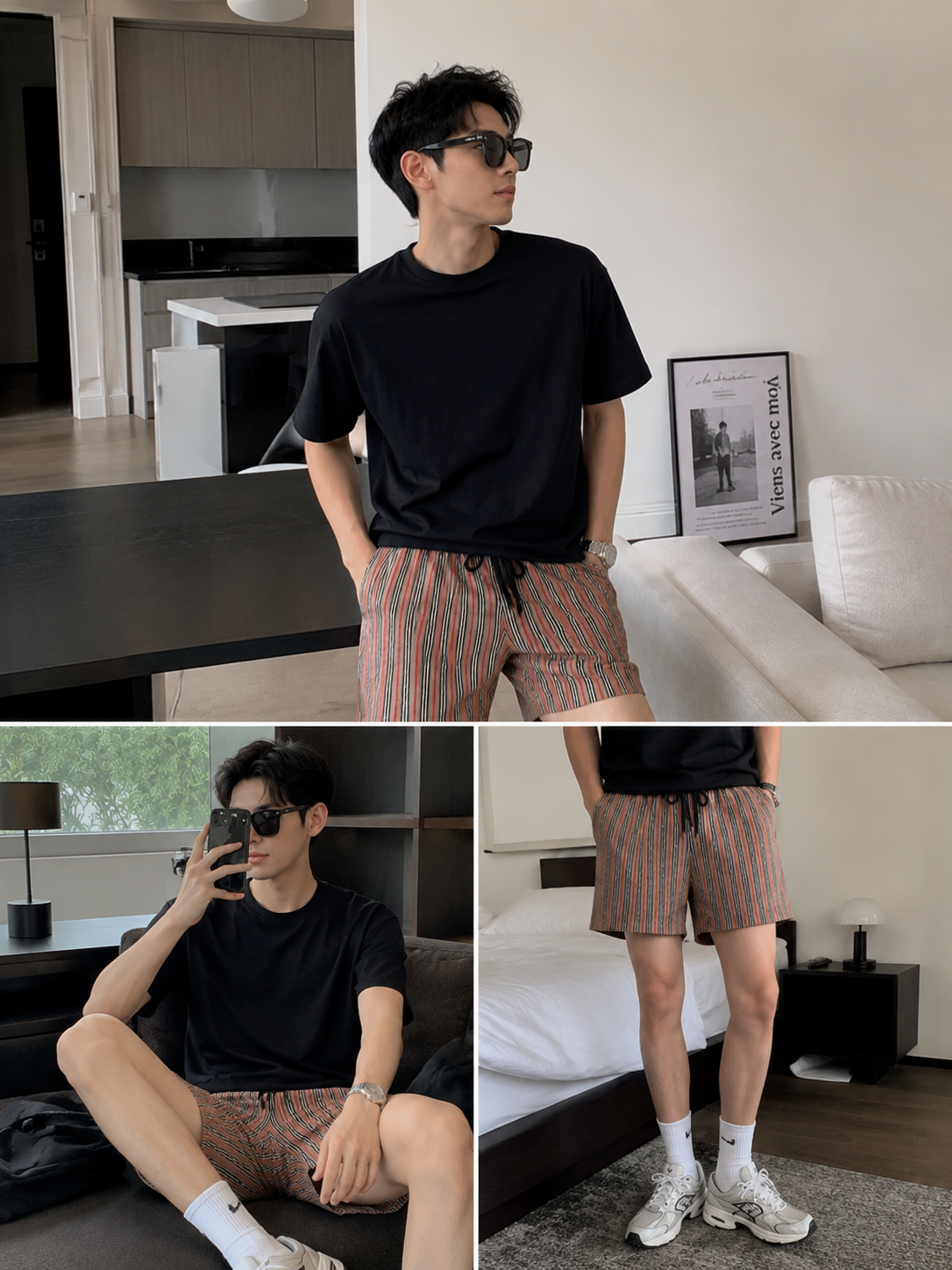 【預購】BURBERRY H0717518 男款休閒條紋短褲