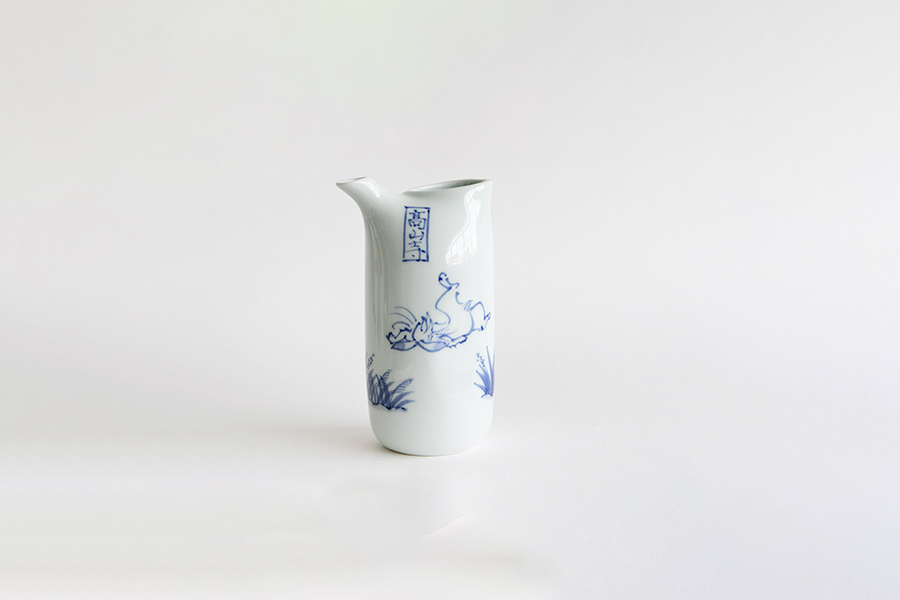 溪山窯-染付鳥獸戲畫注器/清酒壺(MS)