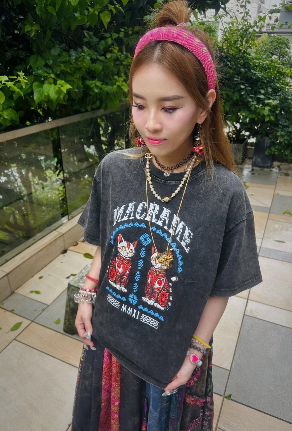 Macrame tee - MB0072 - black -L (0720)