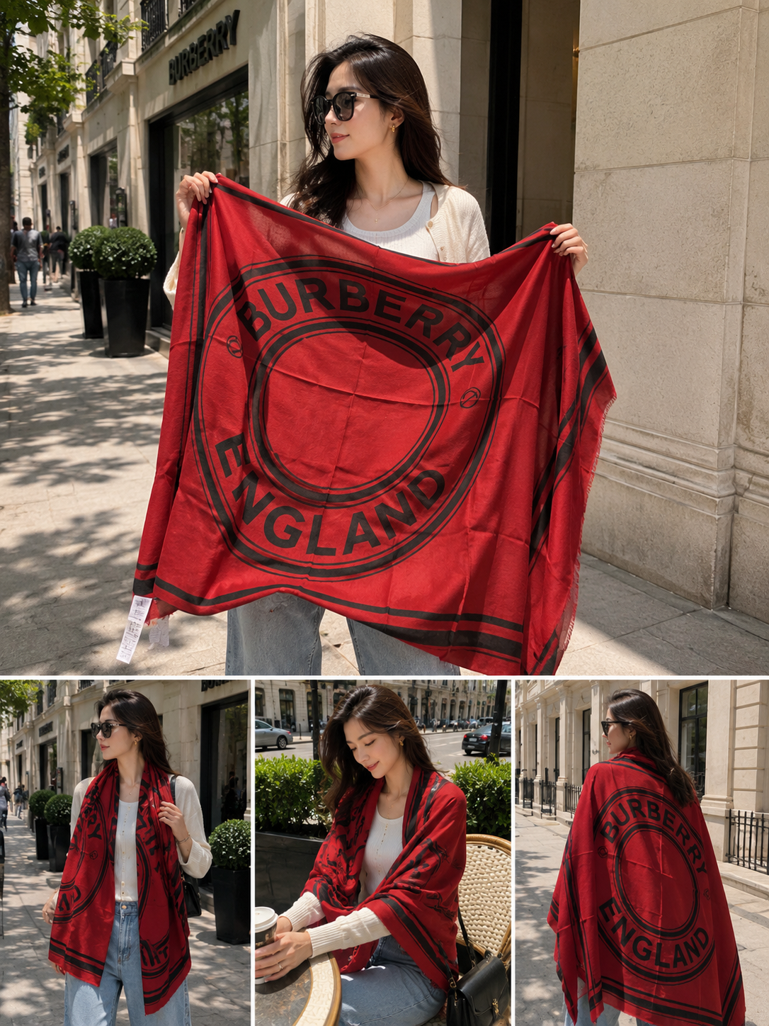 【預購】Burberry H0717527 圓形LOGO圍巾