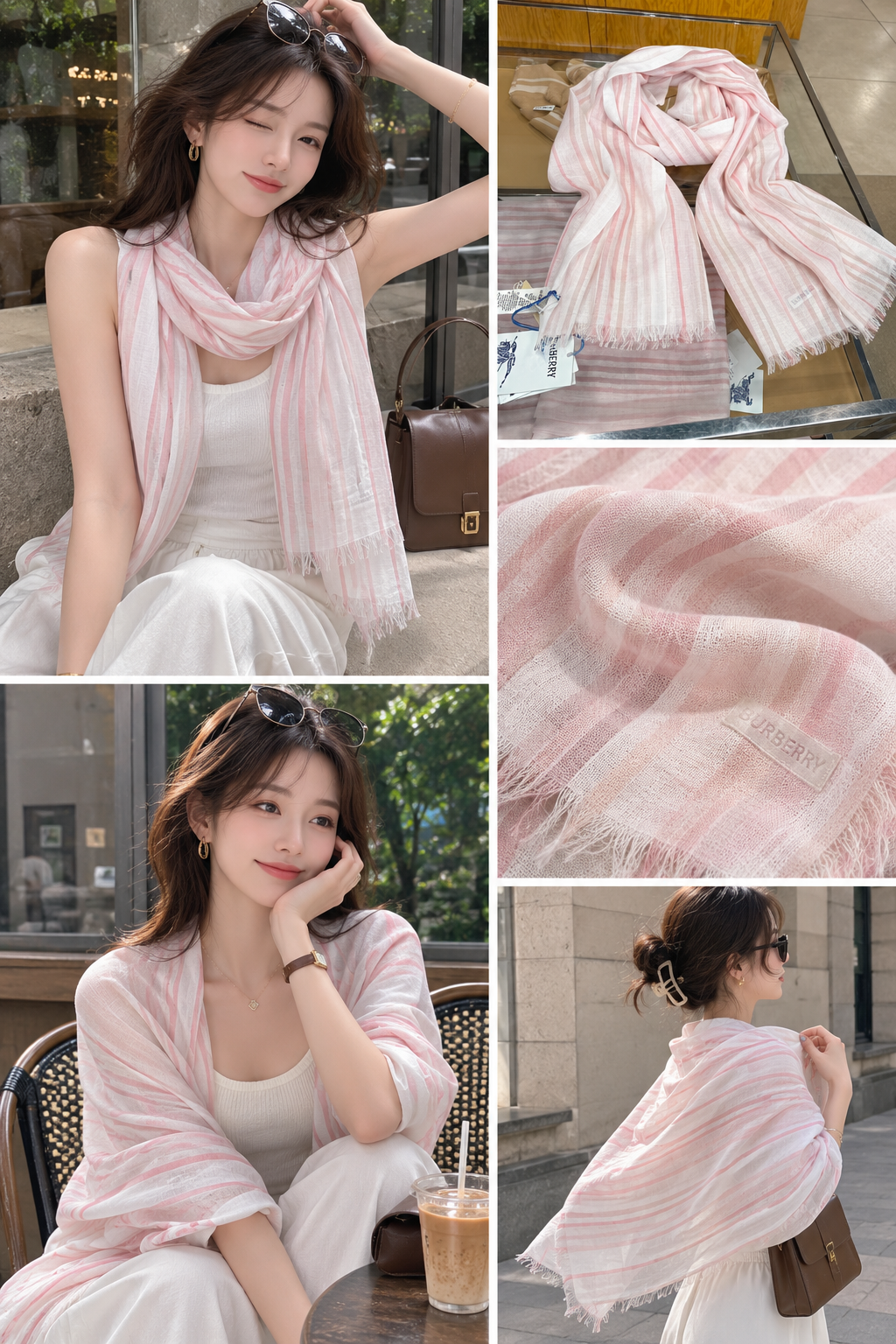 【預購】Burberry H0717528 經典條紋薄身頸巾