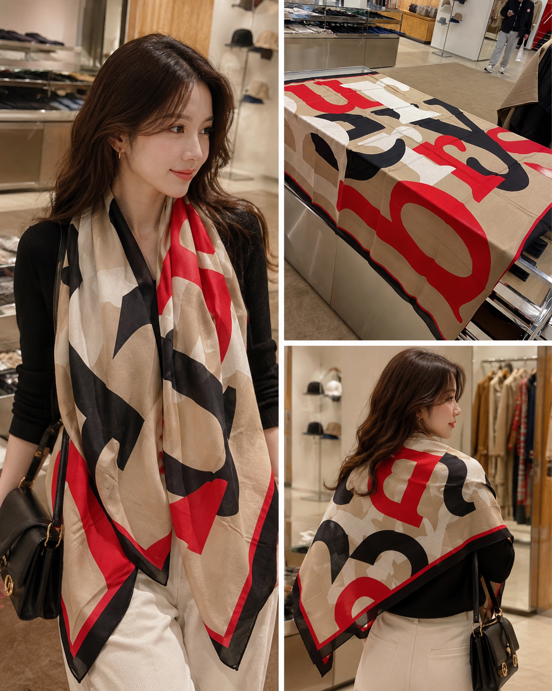 【預購】Burberry H0717529  經典字母印花圍巾