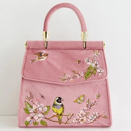 OTH-LLG0720-007 Morning Song Bird Embroidere d Mini Pink Tote (尺寸:20 x 18 x 6 公分)【次品】 (A7)