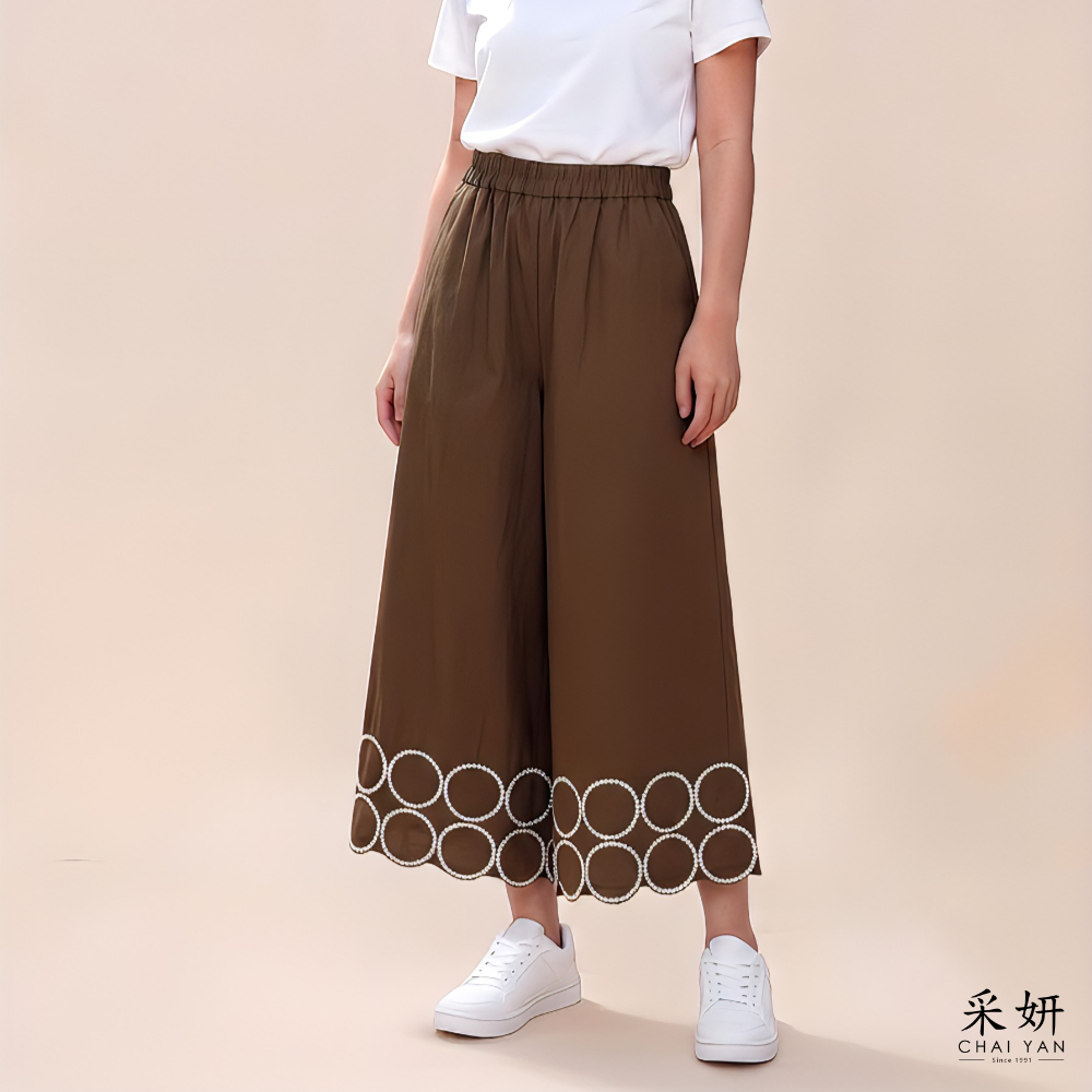 圓圈圈休閒九分寬褲