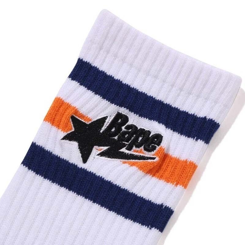 BAPE STA SOCKS 流星刺繡襪子 長襪 白色 1K70184005-WE [台灣現貨]