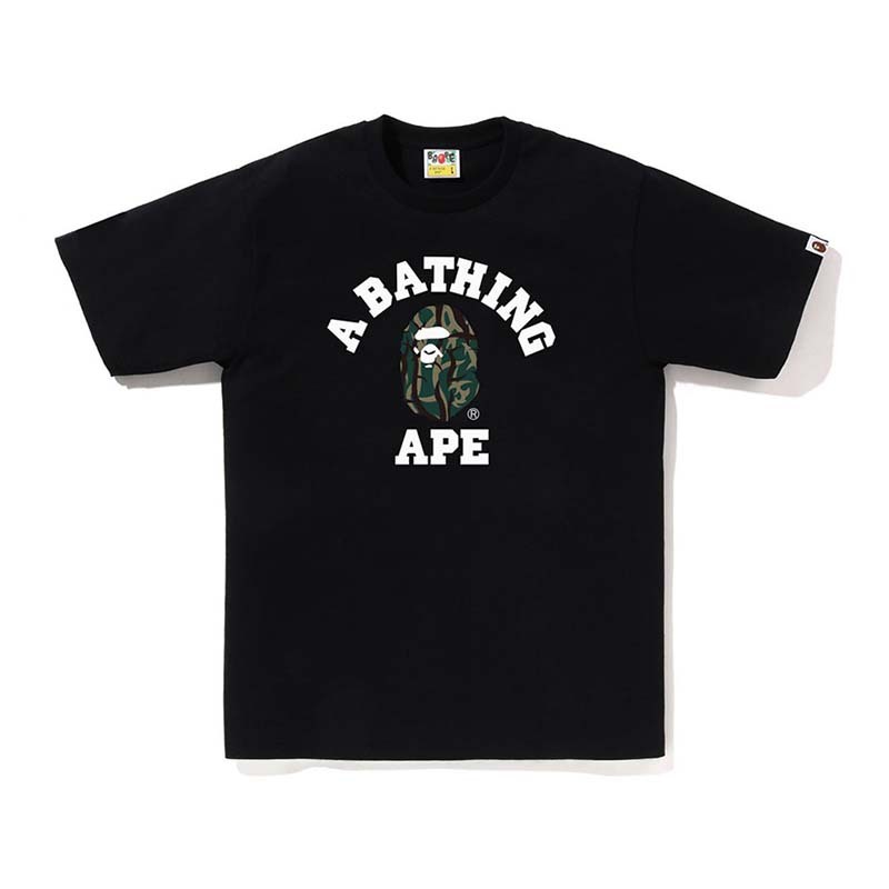 BAPE Trial Camo College Tee 日本製 男版 荊棘迷彩猿人 短袖 黑色 1L30110033-BN [台灣現貨]