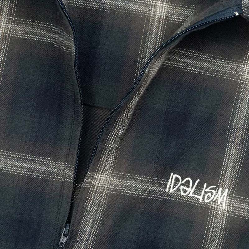 idealism Check Zip Polo 格紋 半拉鍊 休閒 短袖 藍色 ID-45 [台灣現貨]